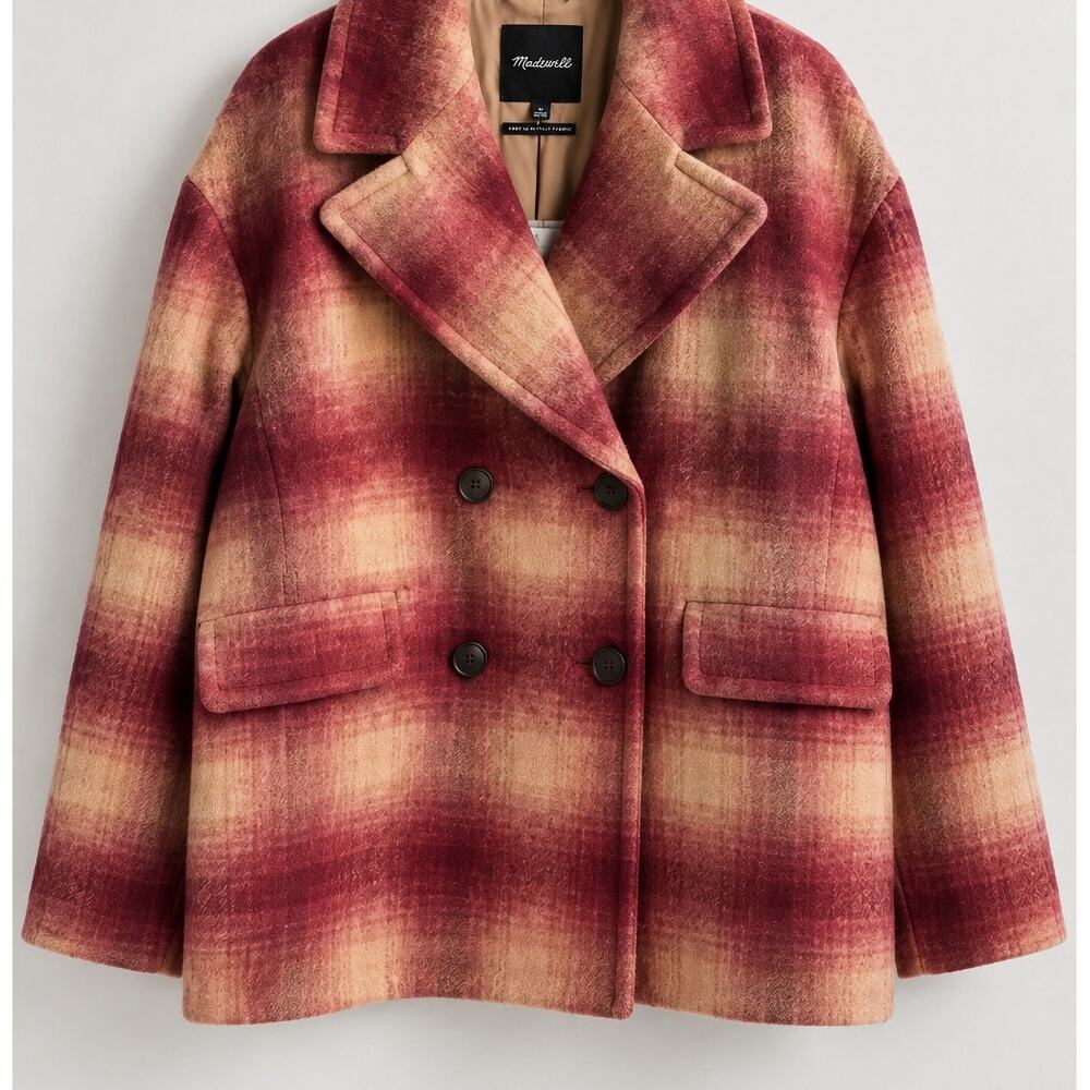 Madewell Brushed Double-Breasted Short Coat in Dorinda Plaid Wool Alpaca NWT - Picture 5 of 10